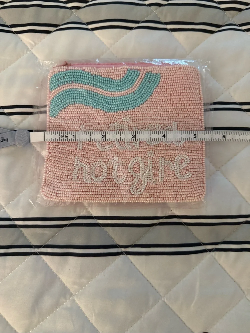 Retired Hot Girl Beaded Change Purse zipper pouch Pink Seed Beads New With Tags